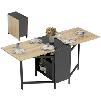 Table pliante Palay table à manger gain de place naturel foncé