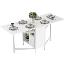 Table pliante Corio salle à manger cuisine rangement blanc
