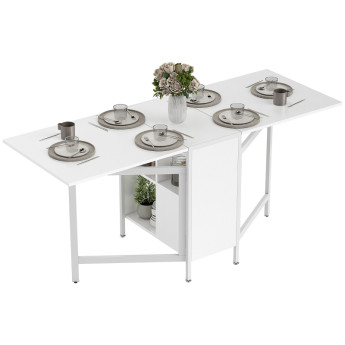 Table pliante Corio salle à manger cuisine rangement blanc