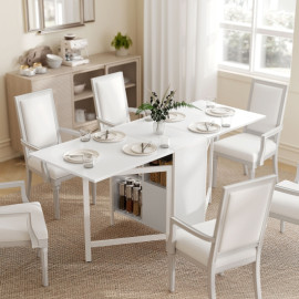 Table pliante Corio salle à manger cuisine rangement blanc