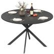 Table à manger Doruea ronde industrielle pieds acier noir