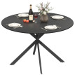 Table à manger Doruea ronde industrielle pieds acier noir