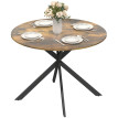 Beline Table à manger ronde industrielle 4 personnes brun rustique