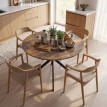 Beline Table à manger ronde industrielle 4 personnes brun rustique