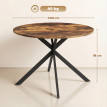 Beline Table à manger ronde industrielle 4 personnes brun rustique