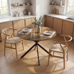 Beline Table à manger ronde industrielle 4 personnes brun rustique