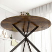 Beline Table à manger ronde industrielle 4 personnes brun rustique
