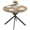 Beline Table à manger ronde industrielle 4 personnes brun rustique