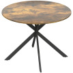 Beline Table à manger ronde industrielle 4 personnes brun rustique