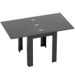 Table à manger Vilonria extensible 4 à 6 personnes bois et acier noir