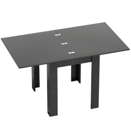 Table à manger Vilonria extensible 4 à 6 personnes bois et acier noir