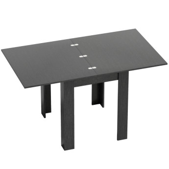 Table à manger Vilonria extensible 4 à 6 personnes bois et acier noir