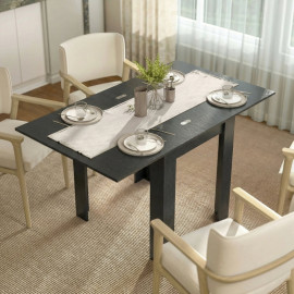 Table à manger Vilonria extensible 4 à 6 personnes bois et acier noir
