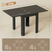 Table à manger Vilonria extensible 4 à 6 personnes bois et acier noir