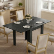 Table à manger Vilonria extensible 4 à 6 personnes bois et acier noir