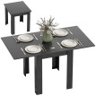 Table à manger Vilonria extensible 4 à 6 personnes bois et acier noir