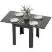 Table à manger Vilonria extensible 4 à 6 personnes bois et acier noir