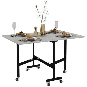 Table à manger Vilen pliante extensible roulettes gris
