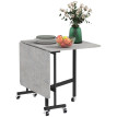 Table à manger Vilen pliante extensible roulettes gris