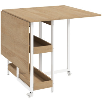 Table à manger pliante Calenne industrielle extensible naturelle
