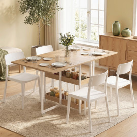 Table à manger pliante Calenne industrielle extensible naturelle
