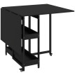 Orisiel Table à manger pliante industrielle gain de place noire