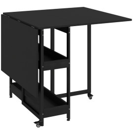 Orisiel Table à manger pliante industrielle gain de place noire