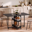 Orisiel Table à manger pliante industrielle gain de place noire