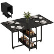 Orisiel Table à manger pliante industrielle gain de place noire