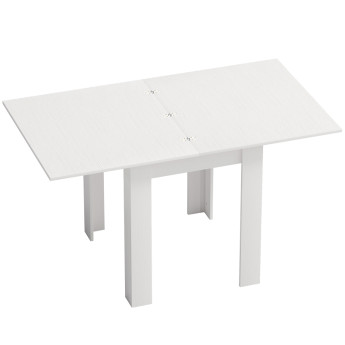 Berenne Table à manger extensible bois acier blanc