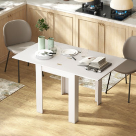 Berenne Table à manger extensible bois acier blanc