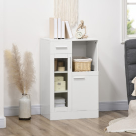 Buffet Velros meuble de rangement moderne bois verre blanc