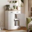 Buffet Palrio rangement 2 tiroirs étagère réglable blanc bois naturel