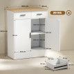 Buffet Palrio rangement 2 tiroirs étagère réglable blanc bois naturel