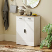Buffet Palrio rangement 2 tiroirs étagère réglable blanc bois naturel
