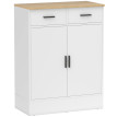 Buffet Palrio rangement 2 tiroirs étagère réglable blanc bois naturel