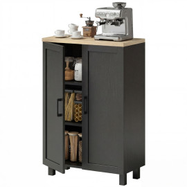 Buffet Florian étroit 2 portes étagère réglable noir