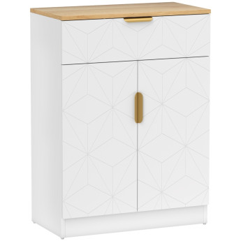 Buffet Erlal meuble de rangement moderne tiroir étagères Blanc