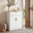 Buffet Erlal meuble de rangement moderne tiroir étagères Blanc