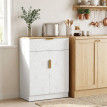 Buffet Erlal meuble de rangement moderne tiroir étagères Blanc