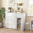 Buffet de salon Enven rangement moderne tiroirs porte étagère blanc brillant