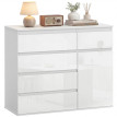 Buffet de salon Enven rangement moderne tiroirs porte étagère blanc brillant