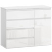Buffet de salon Enven rangement moderne tiroirs porte étagère blanc brillant