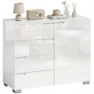 Buffet Noray laqué moderne 4 tiroirs meuble TV rangement blanc