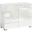 Buffet Noray laqué moderne 4 tiroirs meuble TV rangement blanc