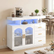 Buffet Avrio LED RGB USB rangement moderne blanc brillant