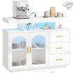 Buffet Avrio LED RGB USB rangement moderne blanc brillant