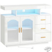 Buffet Avrio LED RGB USB rangement moderne blanc brillant