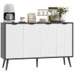 Buffet Lumay 4 portes étagères réglables pieds bois blanc et noir