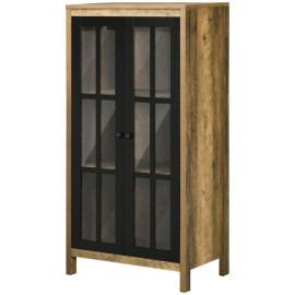 Meuble Avon Credenza moderne en verre et bois marron
